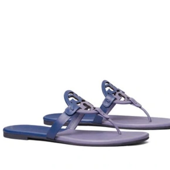 NEW  TORY BURCH Made In Brazil Miller Soft Leather Sandals Dark Lotus 1467mn - Picture 3 of 10